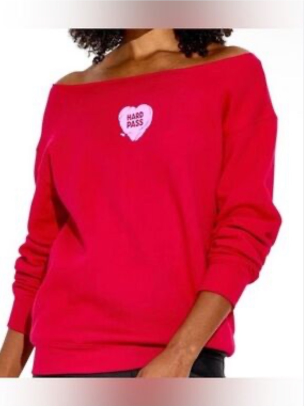 WILD FABLE off shoulder "Hard Pass" red sweater size various